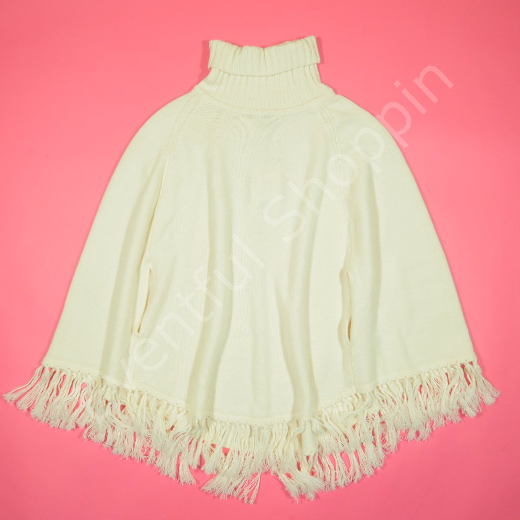 Tyler Boe Poncho Womens Xs / S Cream Wool Cotton Pullover Knit New